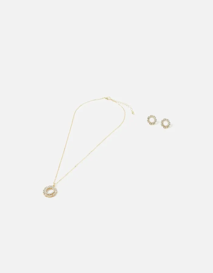 Accessorize Pastel Pop Halo Stud And Pendant Necklace Set Women Necklaces