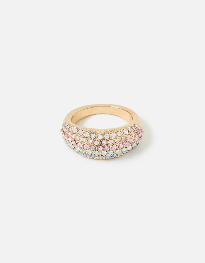 Accessorize Pastel Pop Pave Rainbow Dome Ring Multi Pastelmulti Women Rings