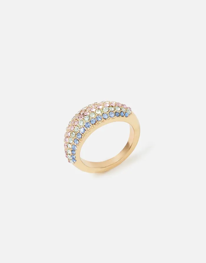 Accessorize Pastel Pop Pave Rainbow Dome Ring Multi Pastelmulti Women Rings