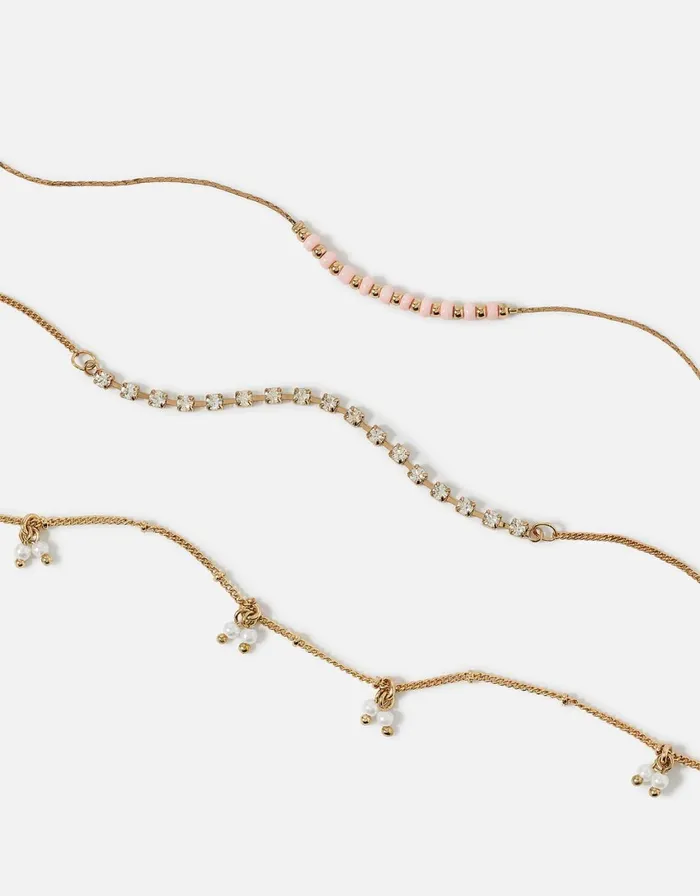 Accessorize Pearl Drop Anklet Set Women Anklets