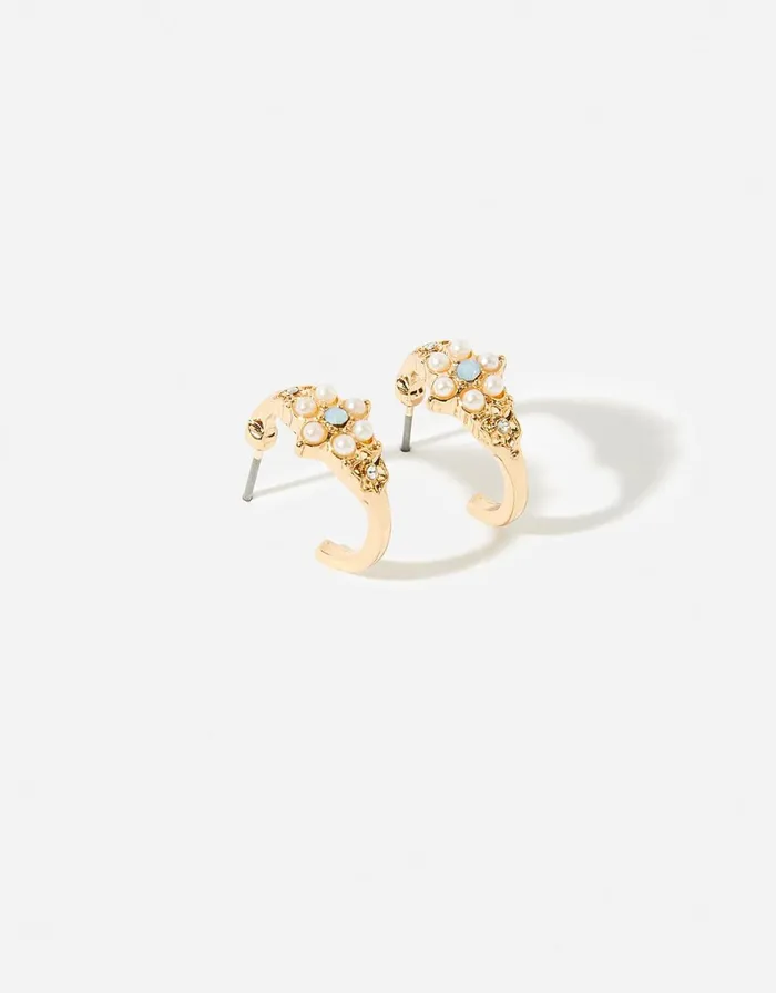 Accessorize Pearl Flower Hoop Earrings Women Earrings