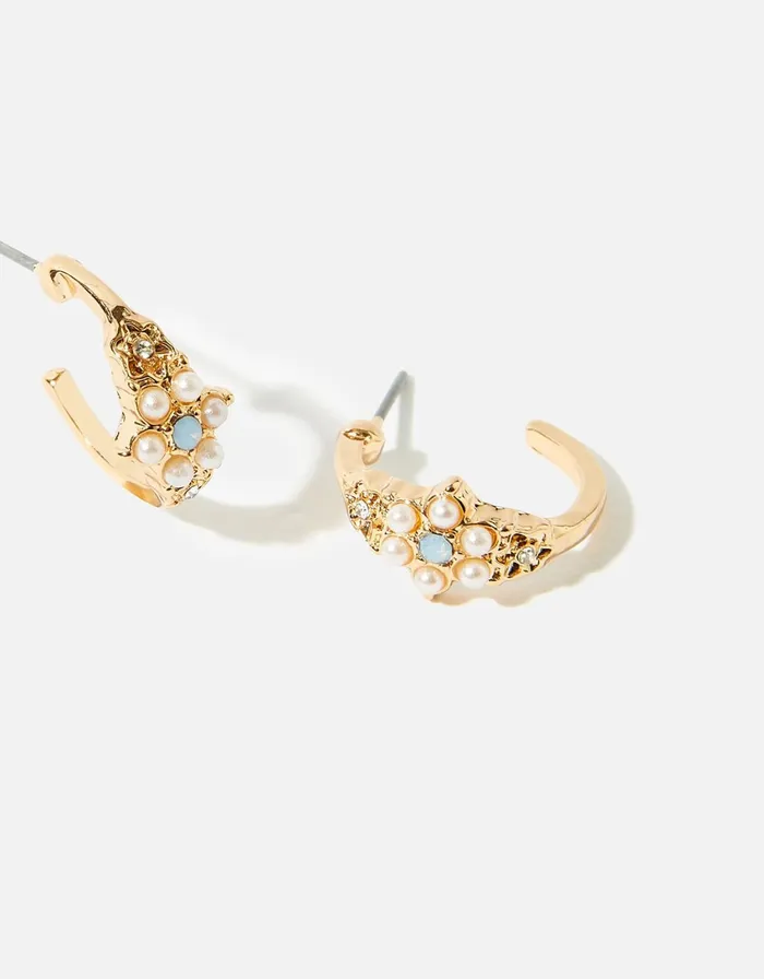 Accessorize Pearl Flower Hoop Earrings Women Earrings