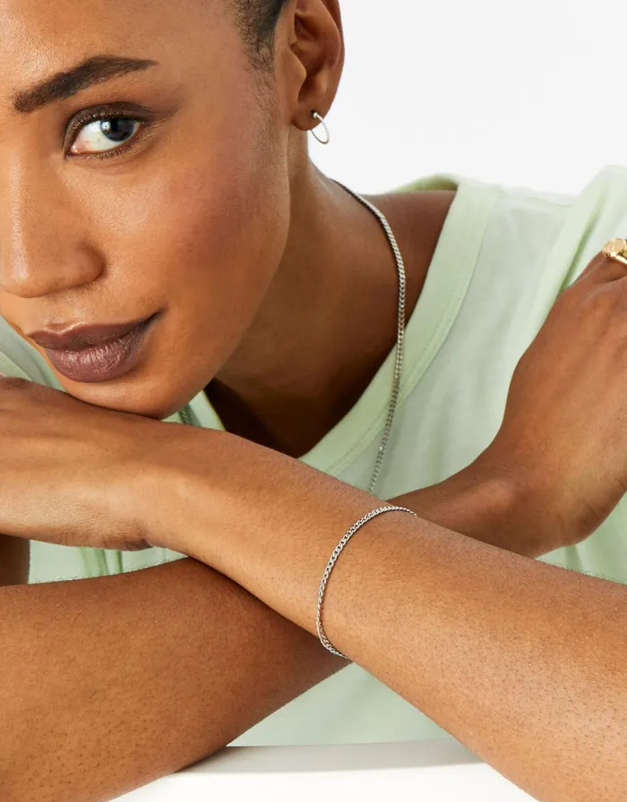 Accessorize PlatinumPlated Curb Chain Bracelet Women Bracelets