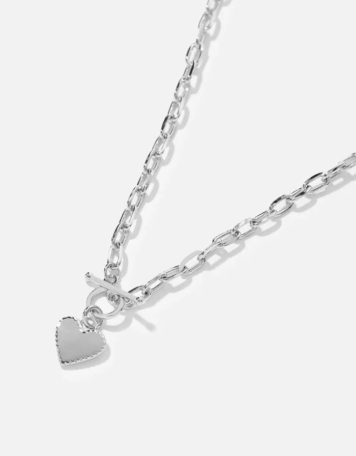 Accessorize PlatinumPlated Heart Collar Necklace Women Necklaces