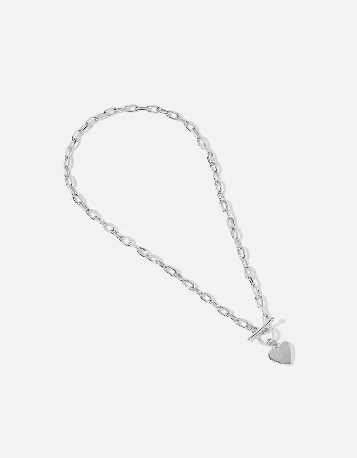 Accessorize PlatinumPlated Heart Collar Necklace Women Necklaces