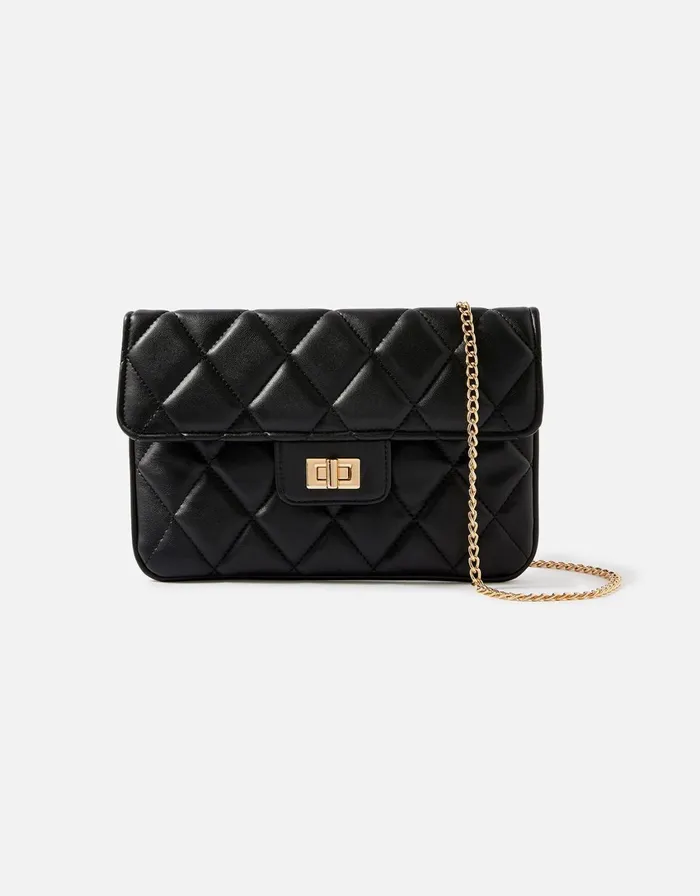 Accessorize Quilted Clutch Bag Black Black Women Clutch Bags