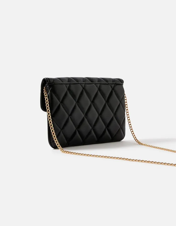 Accessorize Quilted Clutch Bag Black Black Women Clutch Bags