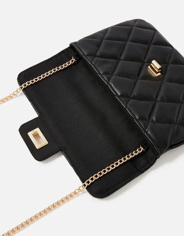 Accessorize Quilted Clutch Bag Black Black Women Clutch Bags