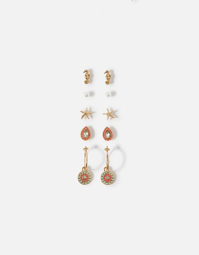 Accessorize Seascape Beach Vibes Hoop And Stud Set Women Earrings