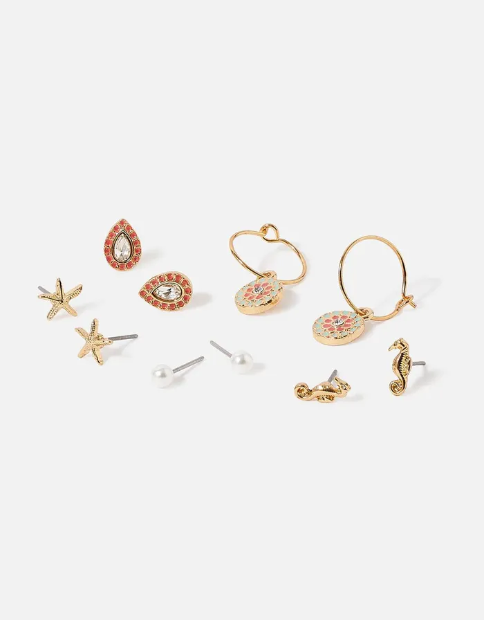 Accessorize Seascape Beach Vibes Hoop And Stud Set Women Earrings