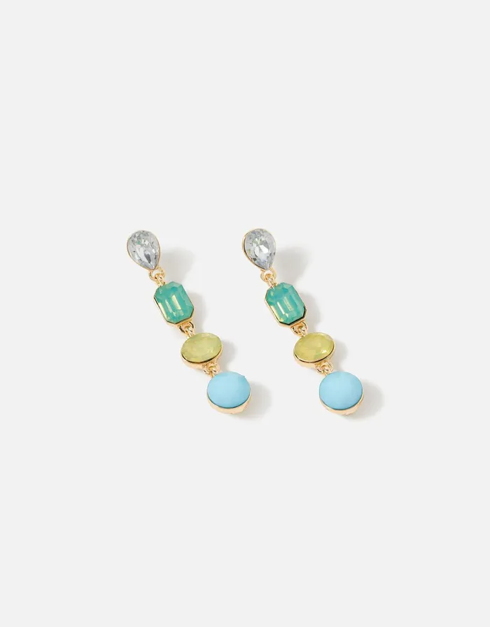 Accessorize Seascape Eclectic Stones Long Drop Earrings Women Earrings