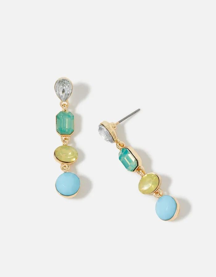 Accessorize Seascape Eclectic Stones Long Drop Earrings Women Earrings