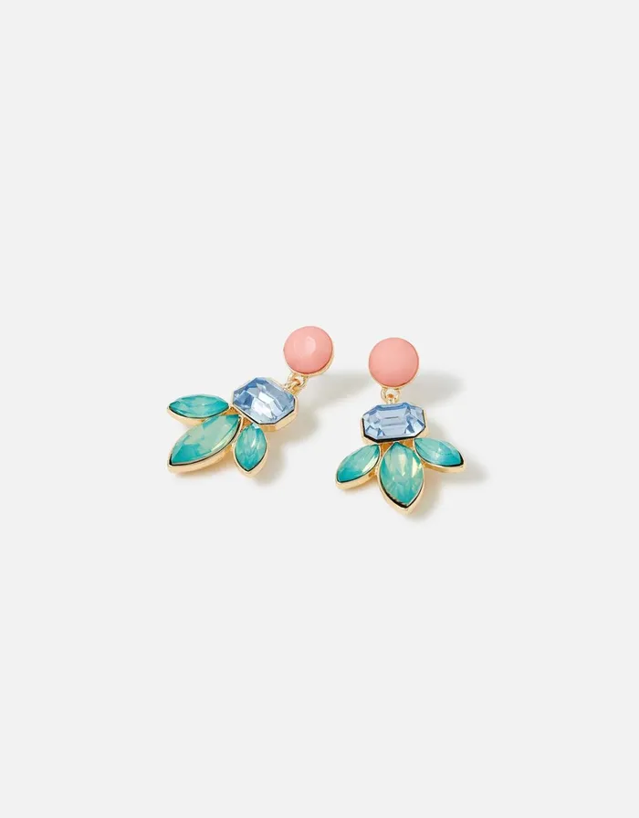 Accessorize Seascape Flower Crystal Short Drop Earrings Women Earrings