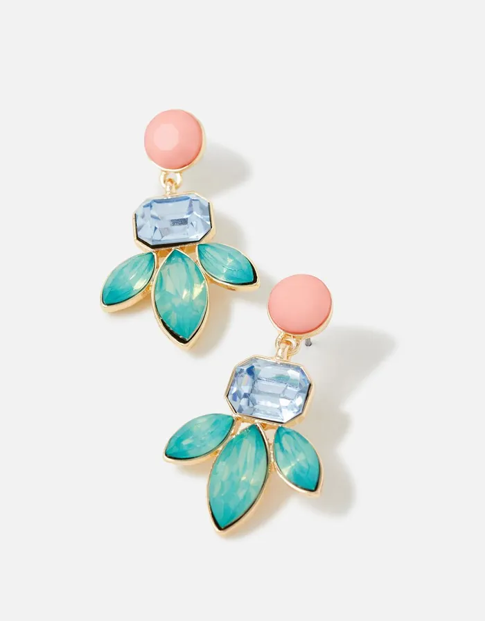 Accessorize Seascape Flower Crystal Short Drop Earrings Women Earrings