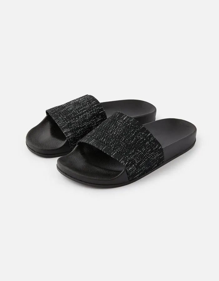 Accessorize Speckled Sliders Black Black Women Sandals and Flip Flops