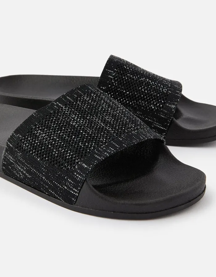 Accessorize Speckled Sliders Black Black Women Sandals and Flip Flops