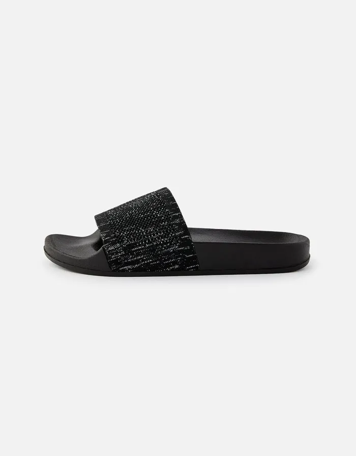 Accessorize Speckled Sliders Black Black Women Sandals and Flip Flops