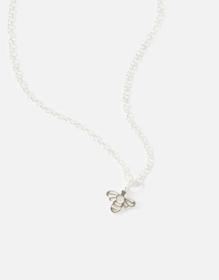 Accessorize Sterling Silver CutOut Bee Pendant Necklace Women Necklaces