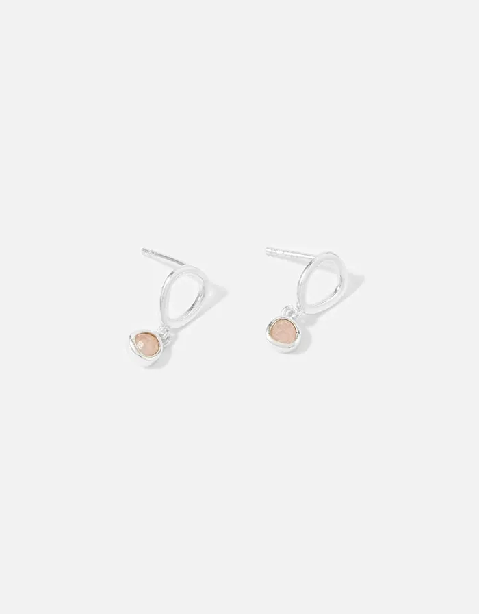 Accessorize Sterling Silver Rose Quartz Short Drop Earrings Women Earrings