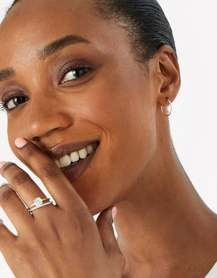 Accessorize Sterling Silver Round Solitaire Ring White St Crystal Women Rings