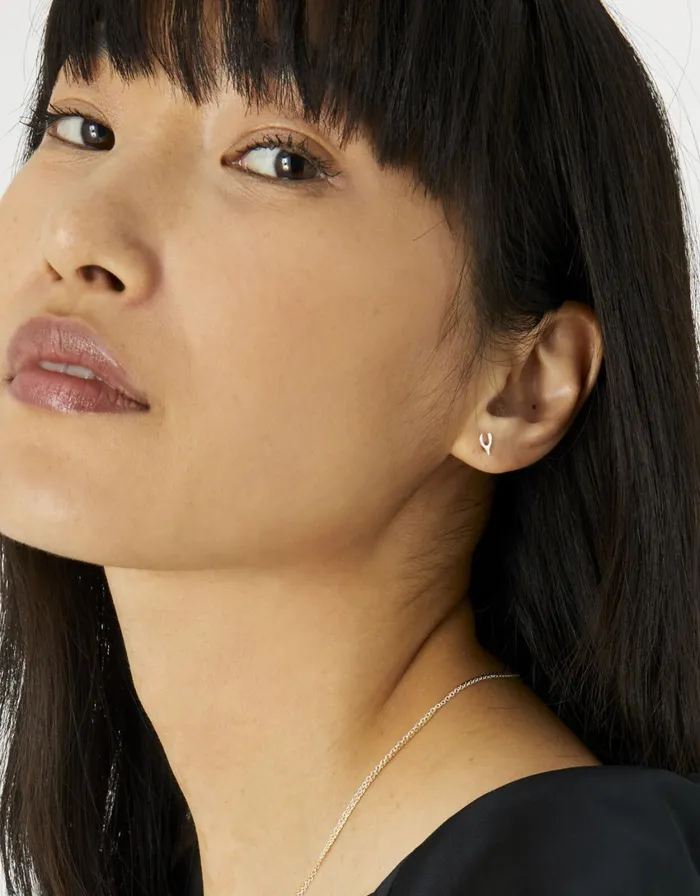 Accessorize Sterling Silver Single Wishbone Stud Women Earrings
