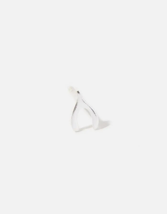 Accessorize Sterling Silver Single Wishbone Stud Women Earrings