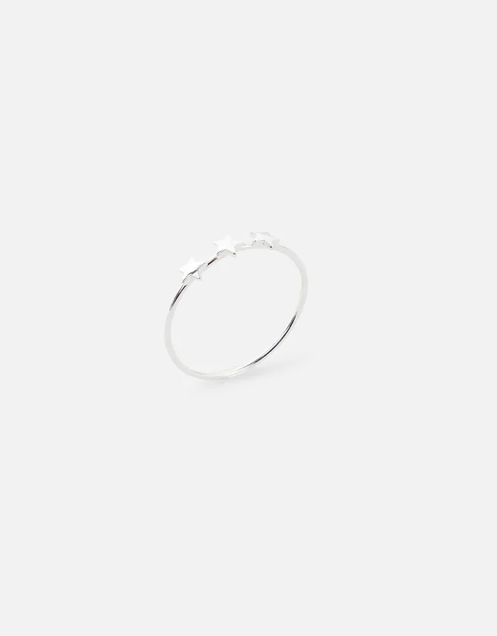 Accessorize Sterling Silver Star Station Ring Silver St Silver Women Rings