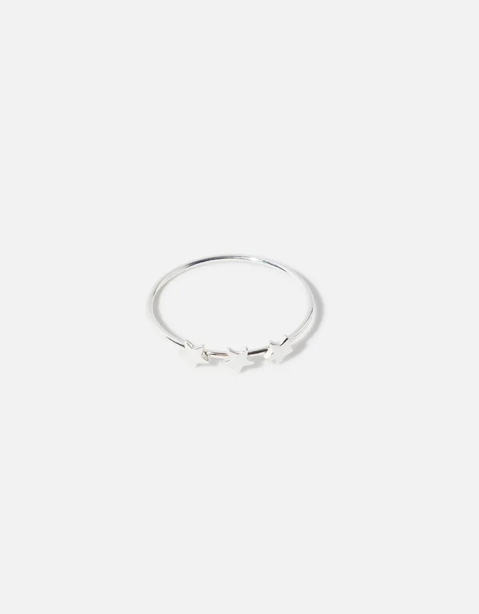 Accessorize Sterling Silver Star Station Ring Silver St Silver Women Rings