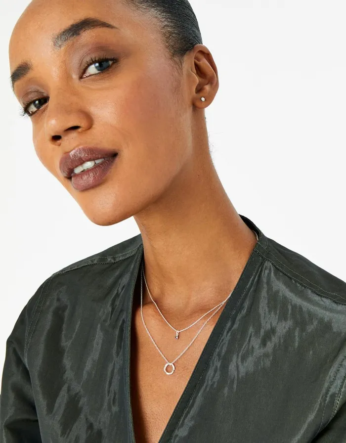 Accessorize Sterling Silver Textured Circle Pendant Women Necklaces