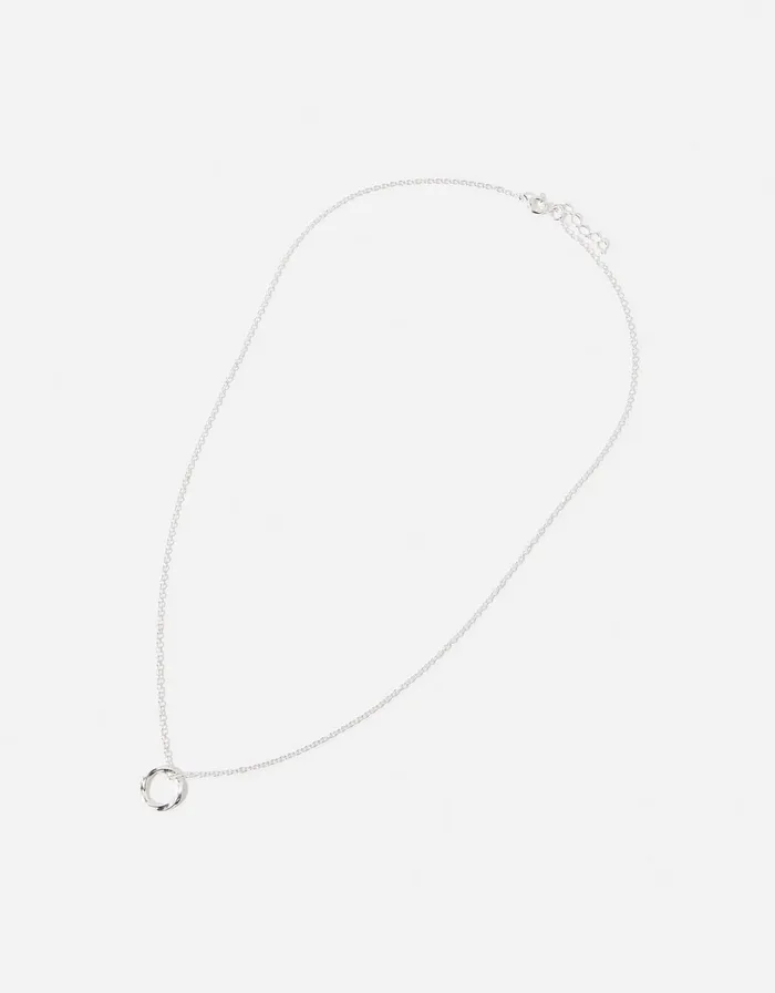 Accessorize Sterling Silver Textured Circle Pendant Women Necklaces