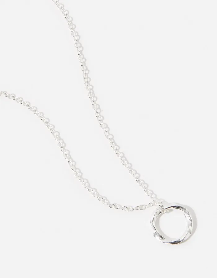 Accessorize Sterling Silver Textured Circle Pendant Women Necklaces