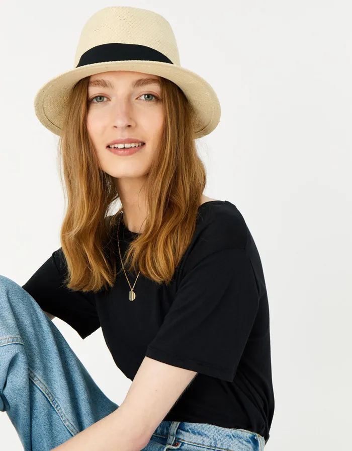 Accessorize Straw Panama Hat With Wide Trim Natural Natural Women Hats