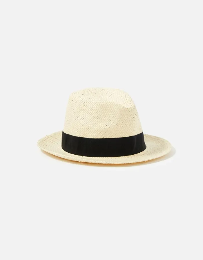 Accessorize Straw Panama Hat With Wide Trim Natural Natural Women Hats