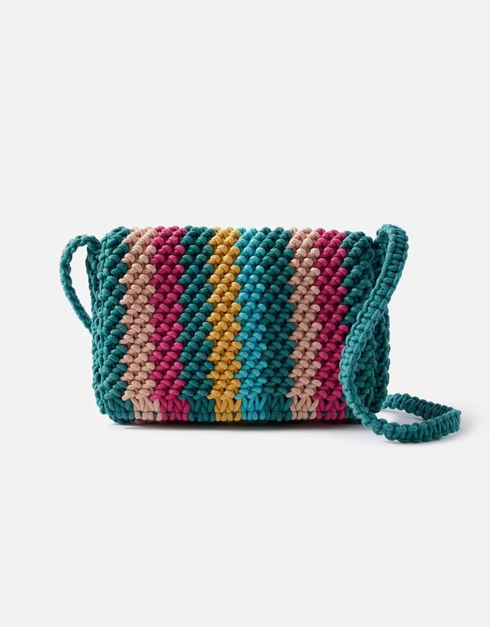 Accessorize Stripe Macrame CrossBody Bag Women Beach Bags