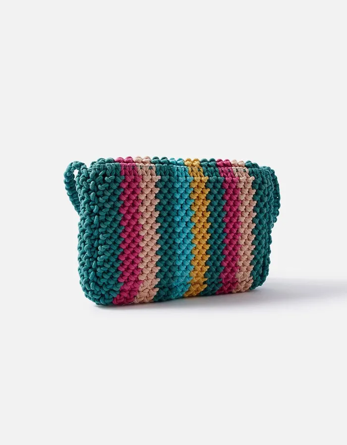 Accessorize Stripe Macrame CrossBody Bag Women Beach Bags