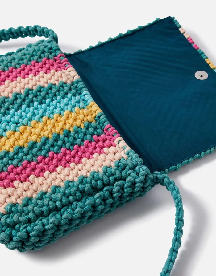Accessorize Stripe Macrame CrossBody Bag Women Beach Bags
