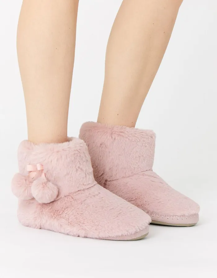 Accessorize SuperSoft Slipper Boots Pink Pink Women Slippers