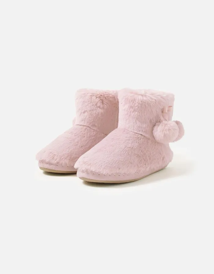 Accessorize SuperSoft Slipper Boots Pink Pink Women Slippers
