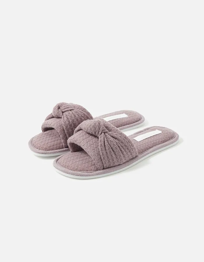 Accessorize Waffle Twist Mules Mink Mink Women Slippers