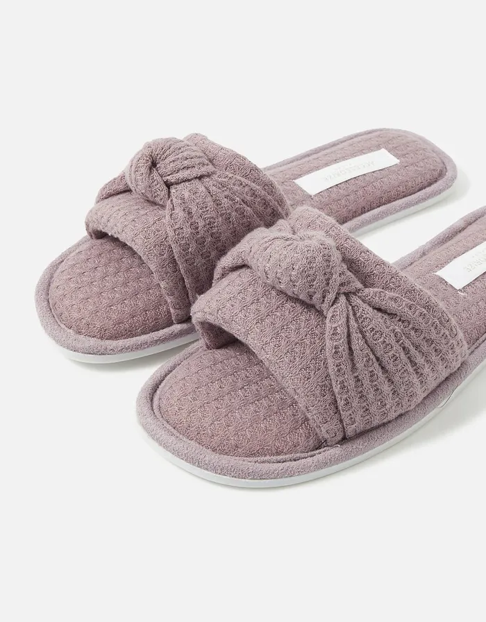 Accessorize Waffle Twist Mules Mink Mink Women Slippers