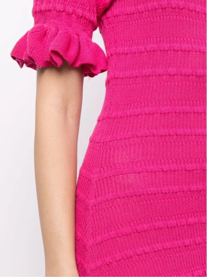 Adam Lippes Dresses and Jumpsuits Ruffle Sleeve Dress In Cotton Crepe Hot Pink 8211 Women