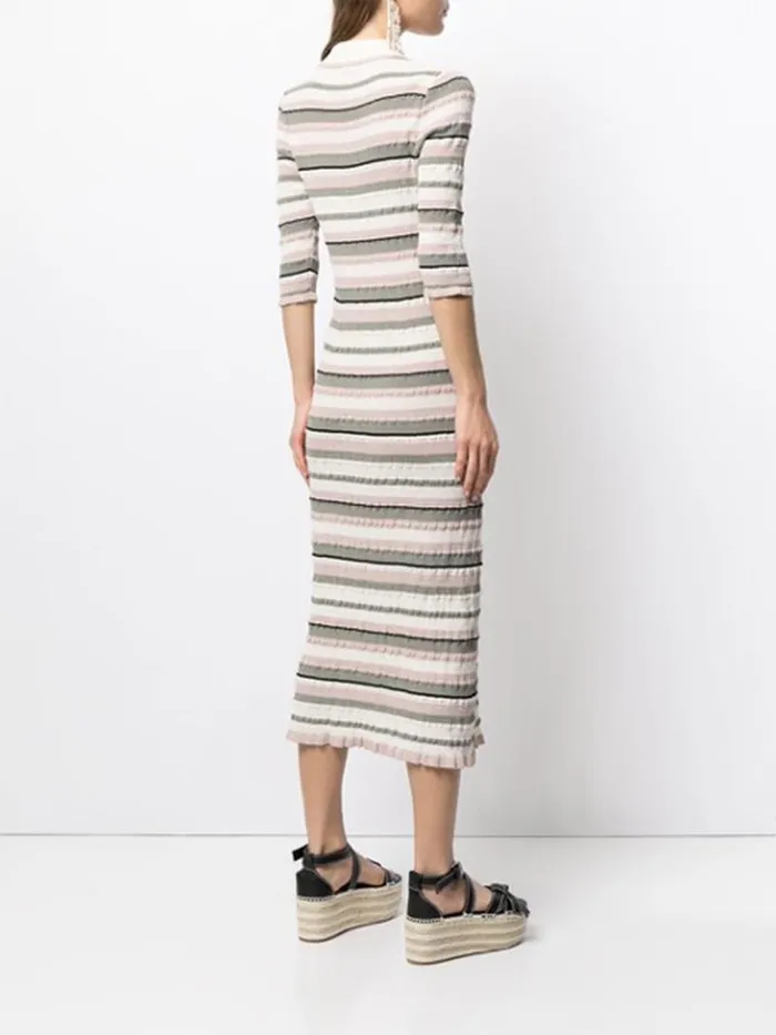 Adam Lippes Dresses and Jumpsuits Short Sleeve Polo Dress In Cotton Crepe Ivory Multi Stripe 8211 Women