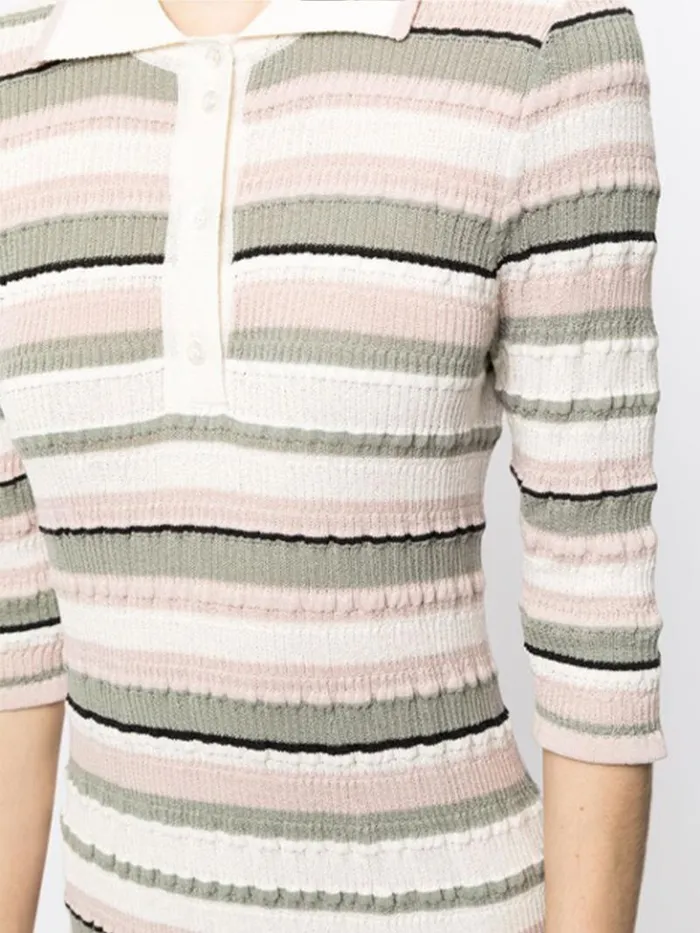 Adam Lippes Dresses and Jumpsuits Short Sleeve Polo Dress In Cotton Crepe Ivory Multi Stripe 8211 Women