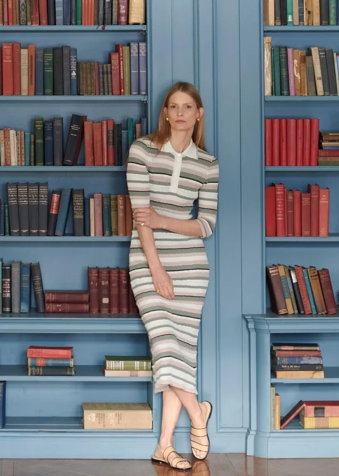 Adam Lippes Dresses and Jumpsuits Short Sleeve Polo Dress In Cotton Crepe Ivory Multi Stripe 8211 Women