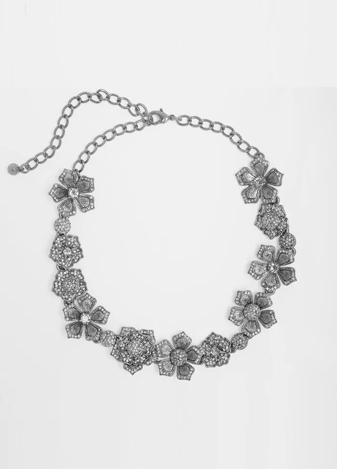 Adam Lippes Necklaces Pave Flower Necklace Silver 8211 Women