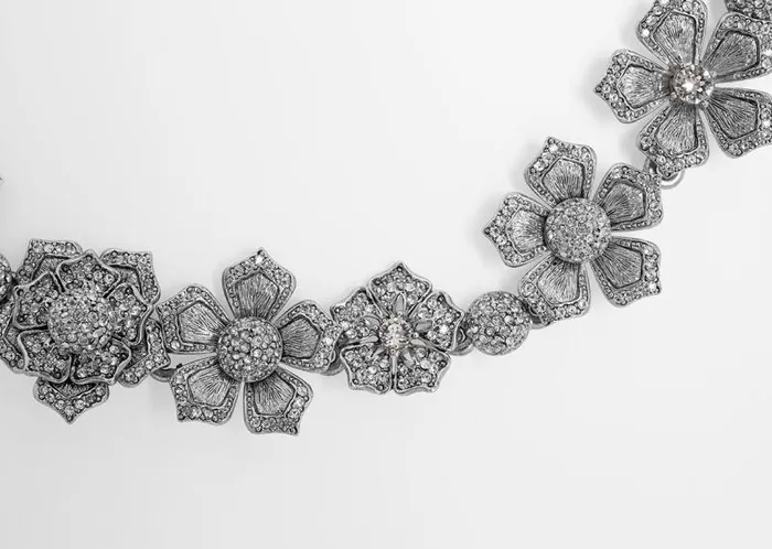 Adam Lippes Necklaces Pave Flower Necklace Silver 8211 Women