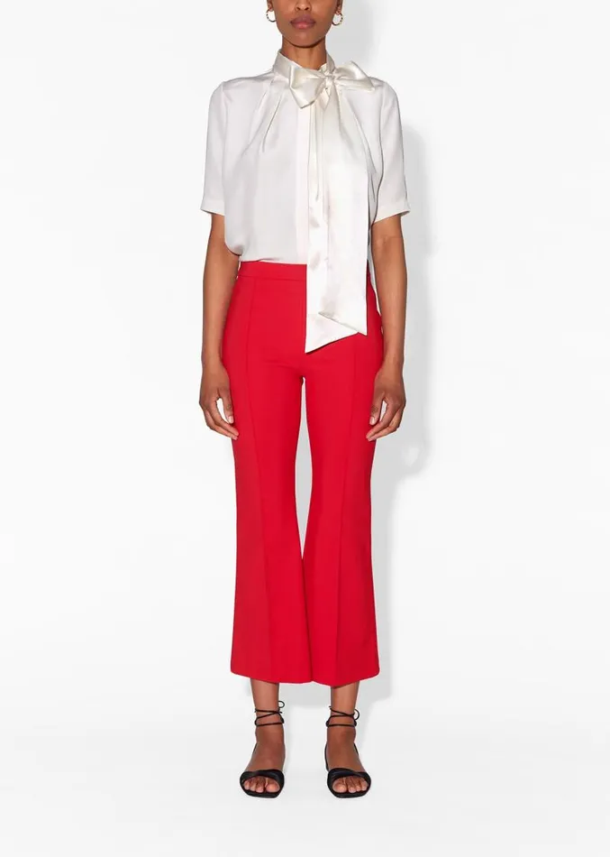 Adam Lippes Pants Bonded Neoprene Cropped Flare Pant Red 8211 Women