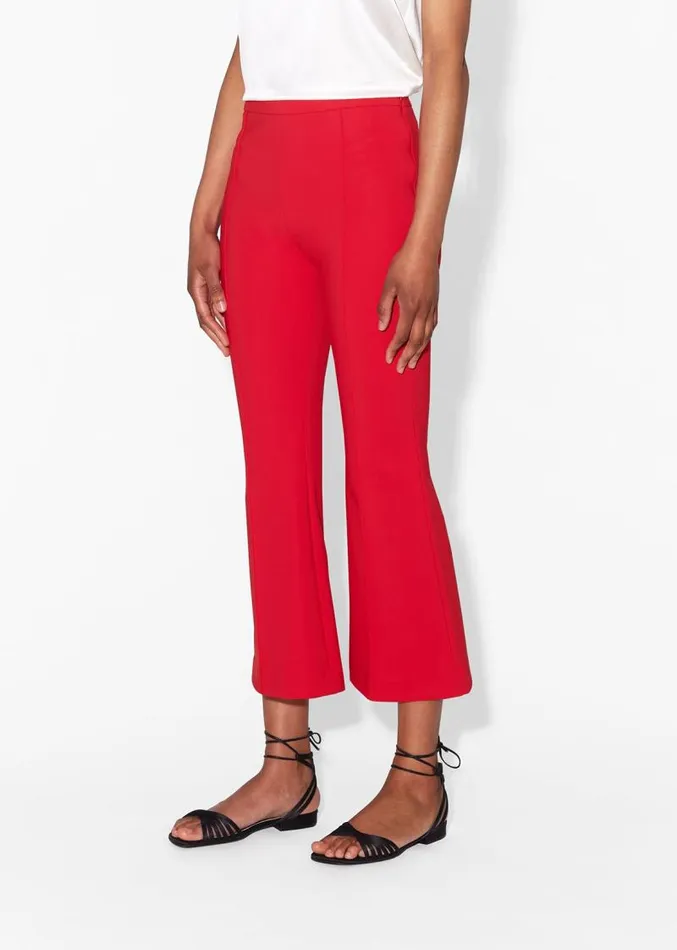 Adam Lippes Pants Bonded Neoprene Cropped Flare Pant Red 8211 Women