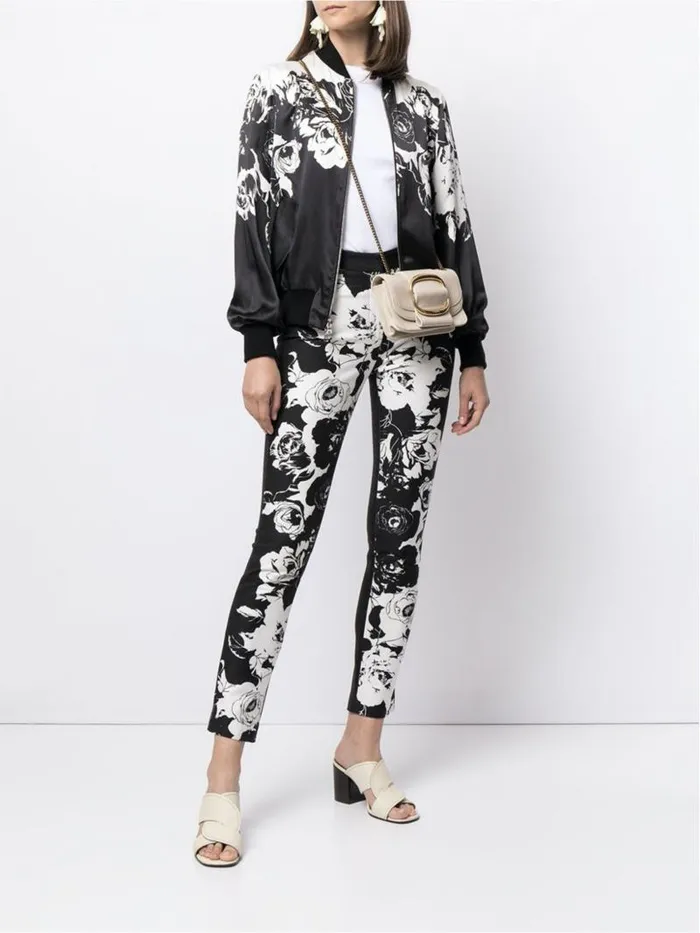 Adam Lippes Pants Cigarette Pants In Printed Denim Black Floral 8211 Women