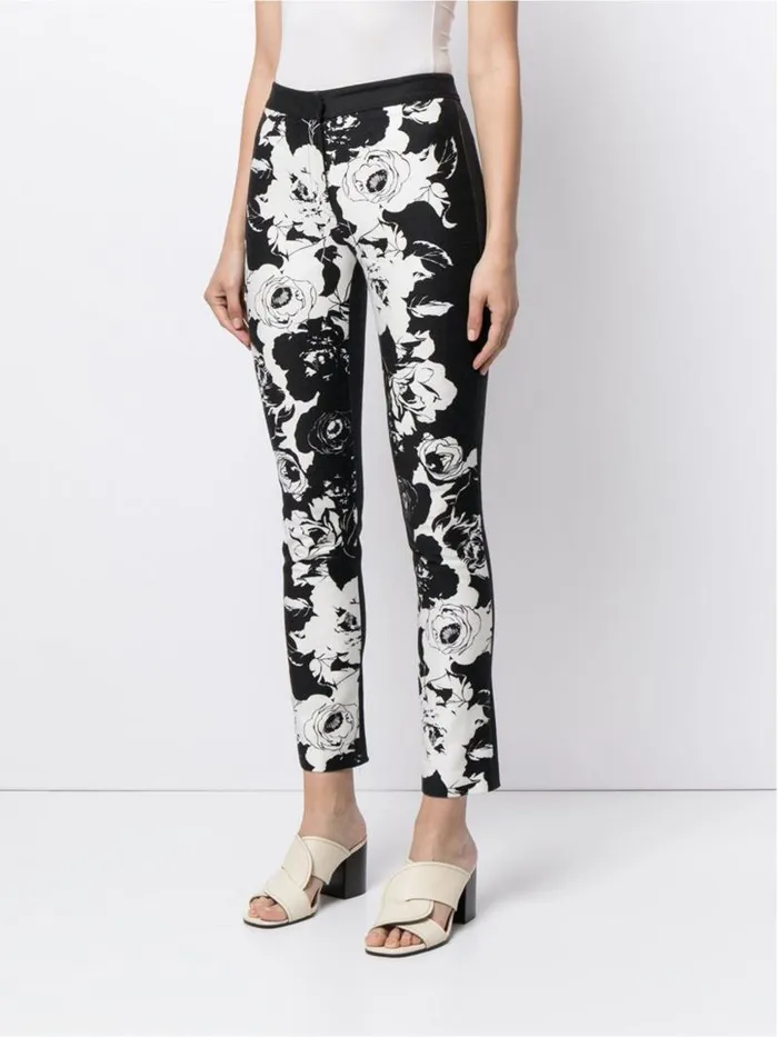Adam Lippes Pants Cigarette Pants In Printed Denim Black Floral 8211 Women